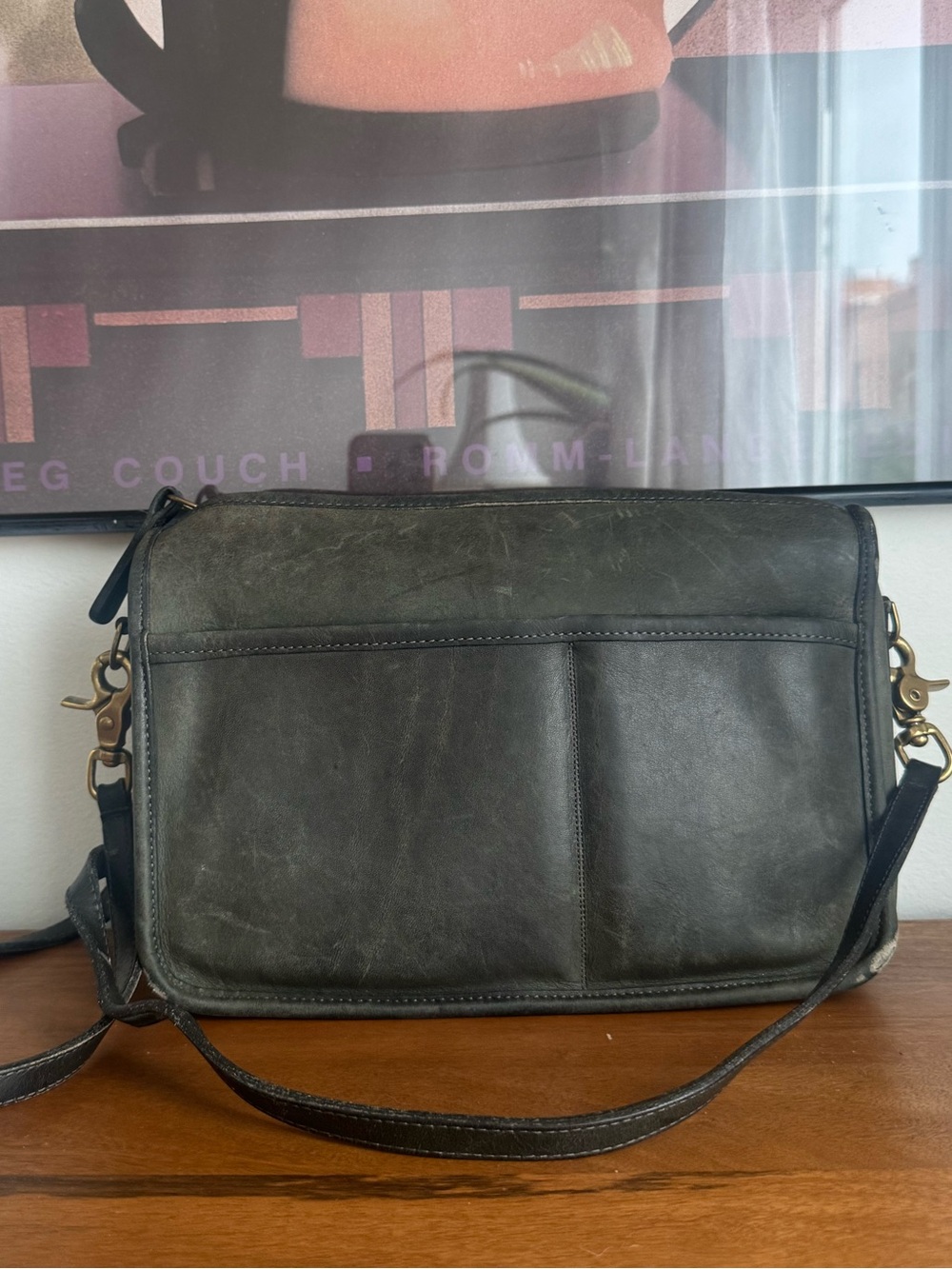 COACH vintage 80’s companion shoulder bag, made in USA, hunter green leather
